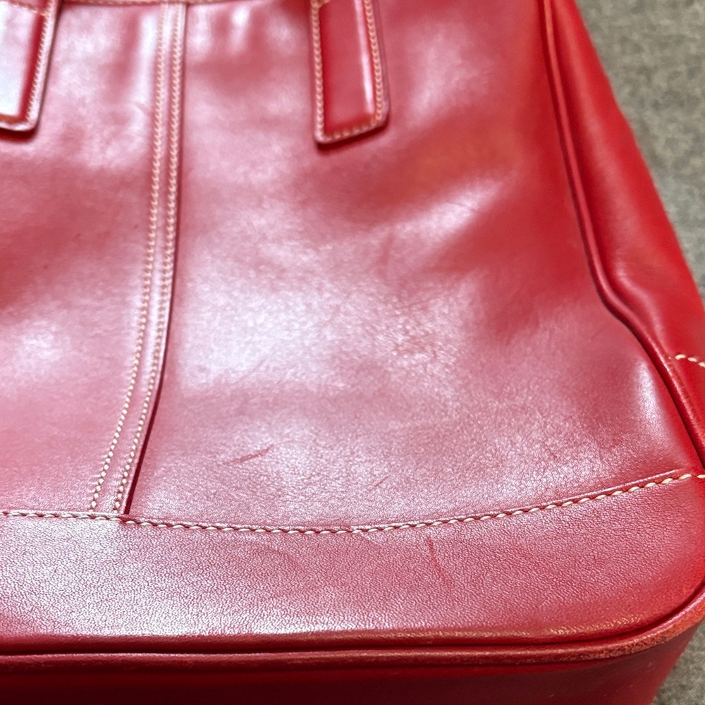 Coach Red Leather Tote Bag - Picture 3 of 16